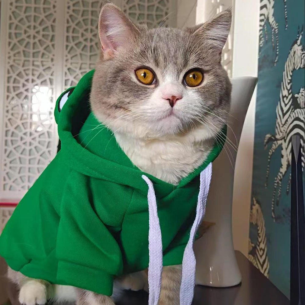 Soft Warm Cat & Dog Clothes Halloween Cosplay Frog Costume Kitten Creative Sweatshirts Pet Autumn Hoodies
