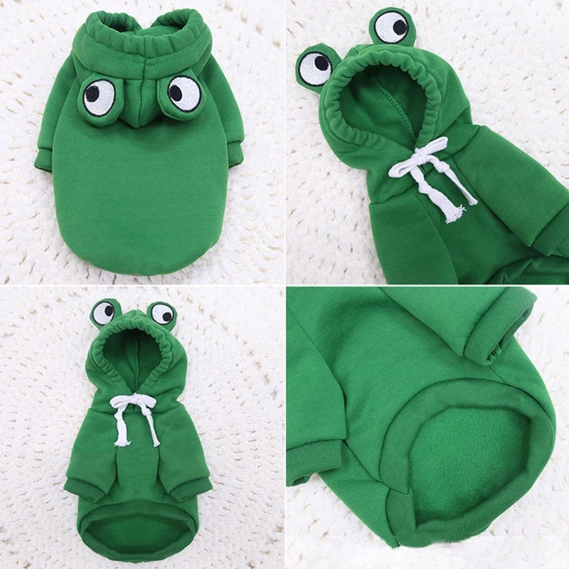 Soft Warm Cat & Dog Clothes Halloween Cosplay Frog Costume Kitten Creative Sweatshirts Pet Autumn Hoodies